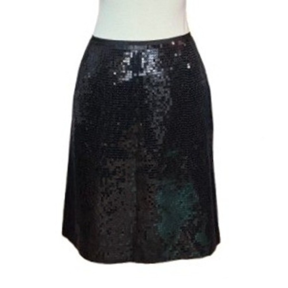 NWT Ann Taylor Sz 6 Black Sequin Skirt Indie Sleaze Corporate Goth Party Girl